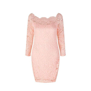 Planet Gates Black / S Maxfresh 2018 Women Long Sleeved Lace slach neck Dress