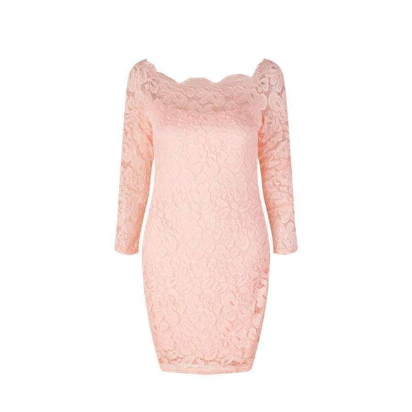 Planet Gates Black / S Maxfresh 2018 Women Long Sleeved Lace slach neck Dress