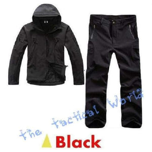 Planet Gates Black / S Military Softshell Jacket Pants Windbreaker Waterproof Hoodie Clothes Hunting Camo Suit Coat