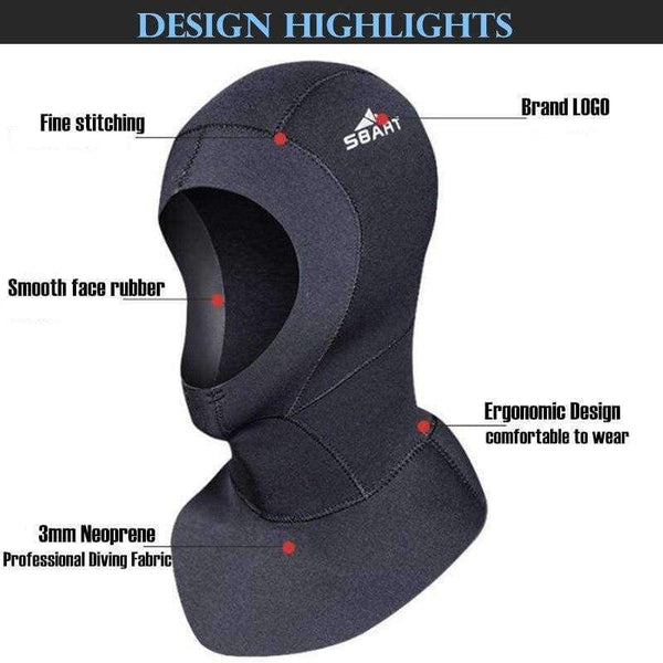 Planet Gates Black / S Neoprene Pro Diving Hat Swimming Caps Scuba Surfing Snorkeling Water Sports Equipment,Anti-stab Sunscreen Guise Wetsuit Cap