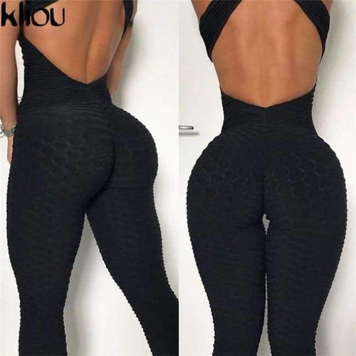 Planet Gates Black / S New Cross Bandage Sporting Jumpsuit Sexy Sleeveless Solid Bodysuit Backless Casual Fitness Women Long Jumpsuit