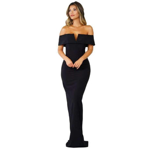 Planet Gates Black / S New Fashion Sexy Social Event Carpet Off-shoulder Party Dress long dress Maxi Party Dress vestidos longo