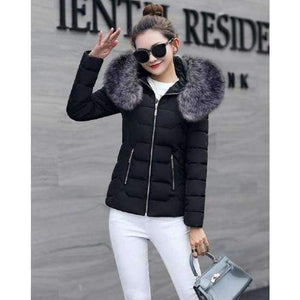 Planet Gates black / S New Fashion Winter Jacket Women Fake Raccoon Fur Collar Winter Coat Women Parkas Warm Down Jacket Female outerwear