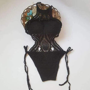 Planet Gates Black / S New Style Brazilian Woman Bikini Beach Sexy Crochet Handmade Knitted Openwork Swimsuit Female Swimwear