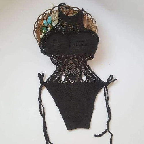 Planet Gates Black / S New Style Brazilian Woman Bikini Beach Sexy Crochet Handmade Knitted Openwork Swimsuit Female Swimwear