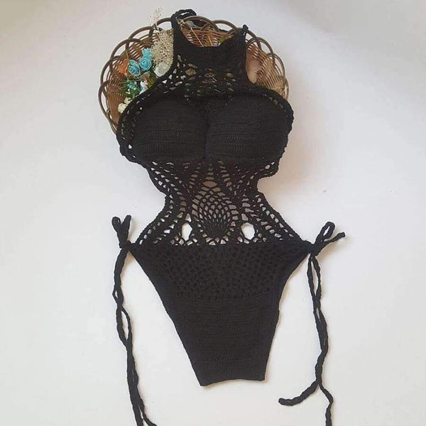 Planet Gates Black / S New Style Brazilian Woman Bikini Beach Sexy Crochet Handmade Knitted Openwork Swimsuit Female Swimwear