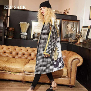 Planet Gates Black / S New Winter Woman Wool Blends Winter Coat Casual Winter Jacket  Vintage Wool Blend Jacket  Long Windbreaker Jacket Wool