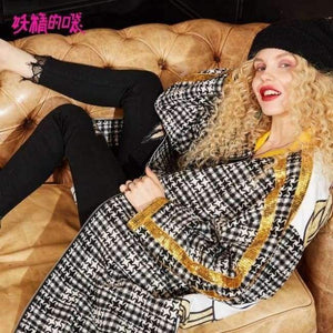 Planet Gates Black / S New Winter Woman Wool Blends Winter Coat Casual Winter Jacket  Vintage Wool Blend Jacket  Long Windbreaker Jacket Wool