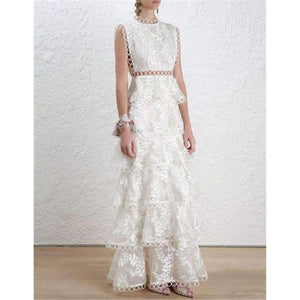 Planet Gates Black / S Quality Women Autumn Winter Dress 2018 Self Portrait White Tiered Lace Maxi Dress Ladies Party Event Evening Club