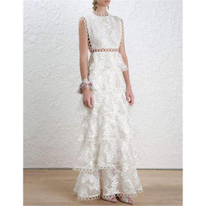 Planet Gates Black / S Quality Women Autumn Winter Dress 2018 Self Portrait White Tiered Lace Maxi Dress Ladies Party Event Evening Club