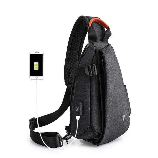 Planet Gates Multifunction Fashion Crossbody Bags Men USB Charging Chest Pack Short Trip Messengers Bag Water Repellent Shoulder Bag