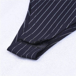 Planet Gates Black / S Spaghetti straps stripe slash neck backless sexy bodycon bodysuit 2018 summer women fashion body