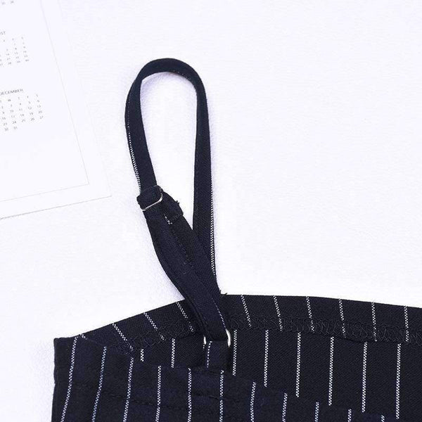 Planet Gates Black / S Spaghetti straps stripe slash neck backless sexy bodycon bodysuit 2018 summer women fashion body