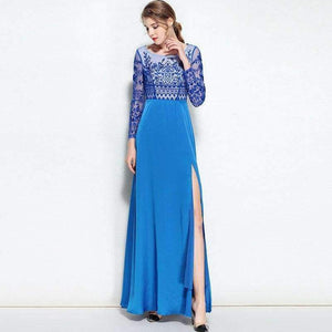 Planet Gates black / S Spirng Women Vintage Luxury Embroidery Long Dress Evening Womens Sexy Split Blue Black Party Maxi Dress Special Events XXL