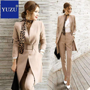 Planet Gates black / S Suits For Women Blazer Set Autumn Lady Business Office Work Korean Style Uniform V-neck Long Jacket Elegant Pants Suits