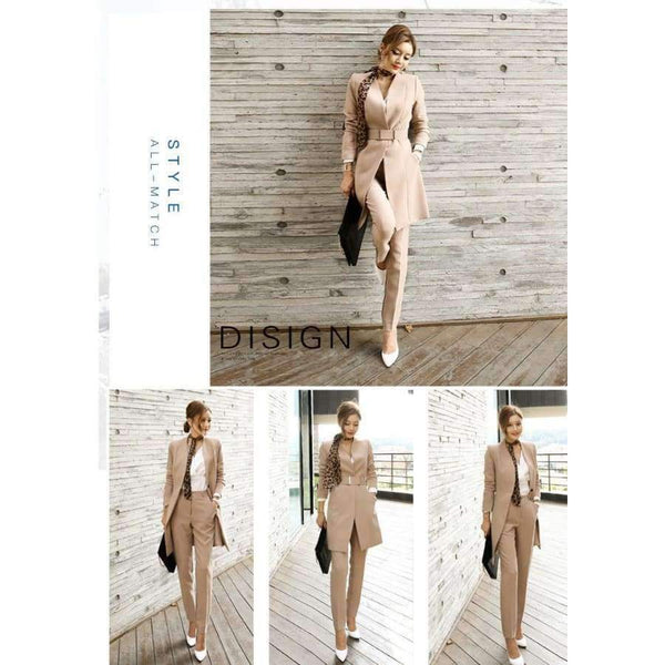 Planet Gates black / S Suits For Women Blazer Set Autumn Lady Business Office Work Korean Style Uniform V-neck Long Jacket Elegant Pants Suits