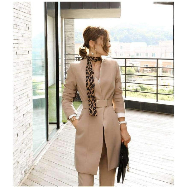 Planet Gates black / S Suits For Women Blazer Set Autumn Lady Business Office Work Korean Style Uniform V-neck Long Jacket Elegant Pants Suits