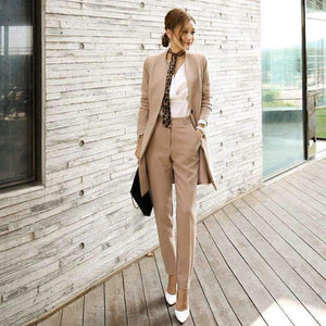 Planet Gates black / S Suits For Women Blazer Set Autumn Lady Business Office Work Korean Style Uniform V-neck Long Jacket Elegant Pants Suits