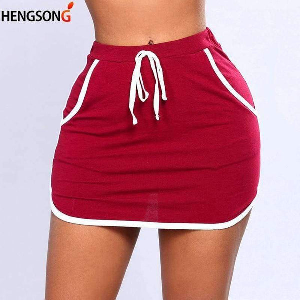 Planet Gates BLACK / S Tennis Skirts Badminton Yoga Running Dance Shorts 2018 Summer Anti Exposure Stripe Drawstring Sports Skirt