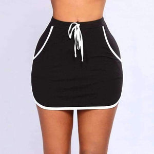 Planet Gates BLACK / S Tennis Skirts Badminton Yoga Running Dance Shorts 2018 Summer Anti Exposure Stripe Drawstring Sports Skirt