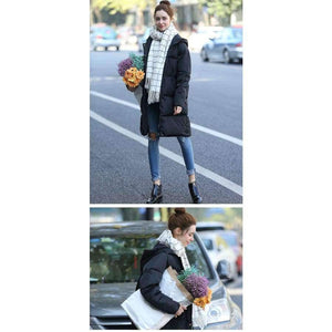 Planet Gates black / S Thickening 2018 women Parka winter jacket coat down plus size long warm hooded snow wear loose wadded padded quilted jacket