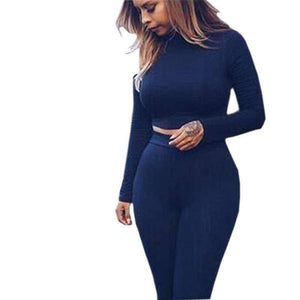 Planet Gates Black / S Two Piece Set 2018 Sexy Skinny Pants Crop Top Women Sets Summer Sportsuits Bodycon Outfits Set Tracksuits Clubwear GV454