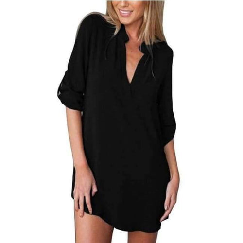 Planet Gates Black / S V-Neck Chiffon Blouse Long Sleeve Plus Shirt For Pregnant Women Fashion Loose Women Tops Female Blouse Femme Clothing