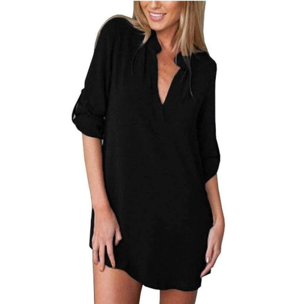 Planet Gates Black / S V-Neck Chiffon Blouse Long Sleeve Plus Shirt For Pregnant Women Fashion Loose Women Tops Female Blouse Femme Clothing