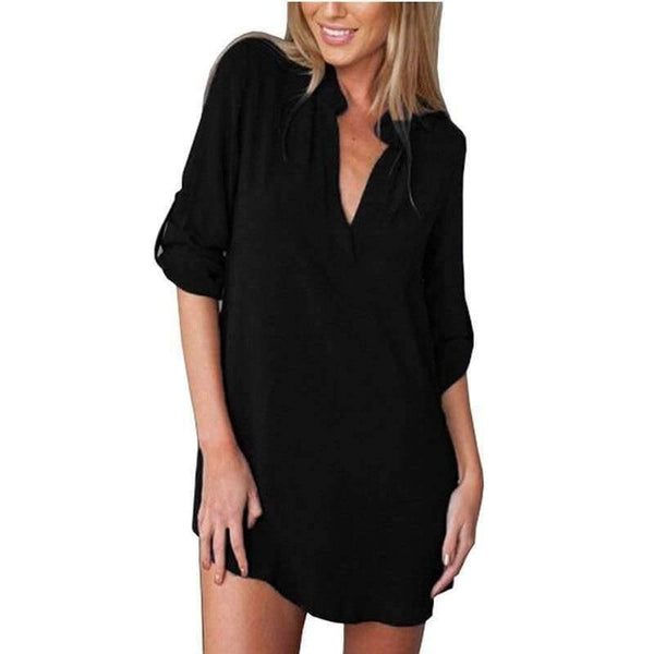 Planet Gates Black / S V-Neck Chiffon Blouse Long Sleeve Plus Shirt For Pregnant Women Fashion Loose Women Tops Female Blouse Femme Clothing