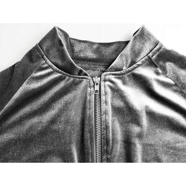 Planet Gates Black / S Velvet Tracksuit Two Piece Set Women Sexy Pink Long Sleeve Crop Top and Pants Suit Fashion Autumn Winter Sweatshirt