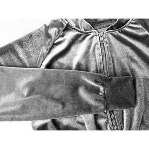 Planet Gates Black / S Velvet Tracksuit Two Piece Set Women Sexy Pink Long Sleeve Crop Top and Pants Suit Fashion Autumn Winter Sweatshirt