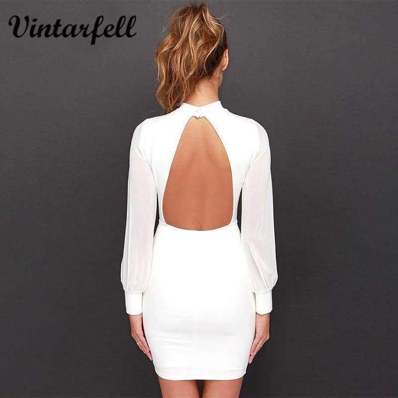 Planet Gates black / S Vintarfell Backless Dress Women 2018 Hot Summer O-Neck Full Sleeve Sexy Sundress Female High Waist Line Vestidos De Festa Femme