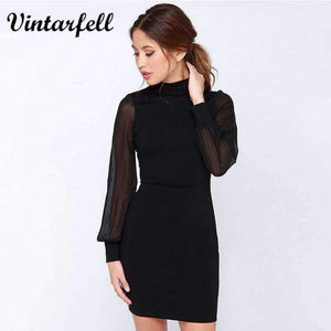 Planet Gates black / S Vintarfell Backless Dress Women 2018 Hot Summer O-Neck Full Sleeve Sexy Sundress Female High Waist Line Vestidos De Festa Femme