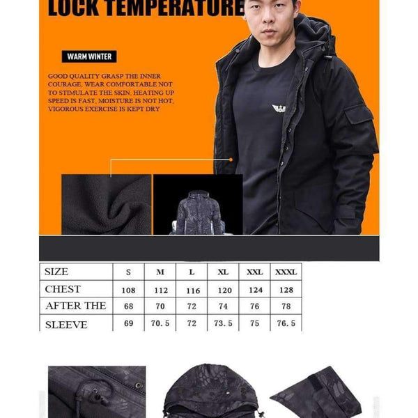 Planet Gates Black / S Windbreaker Hoody Softshell Outdoor Warm hunting Jacket Mandrake Extended Cold Weather Outerwear Kypteck