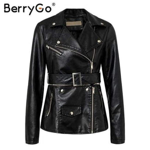 Planet Gates Black / S Wine red moto faux leather jacket women PU zipper belt motorcycle jackets coat 2018 Winter coat punk jacket female