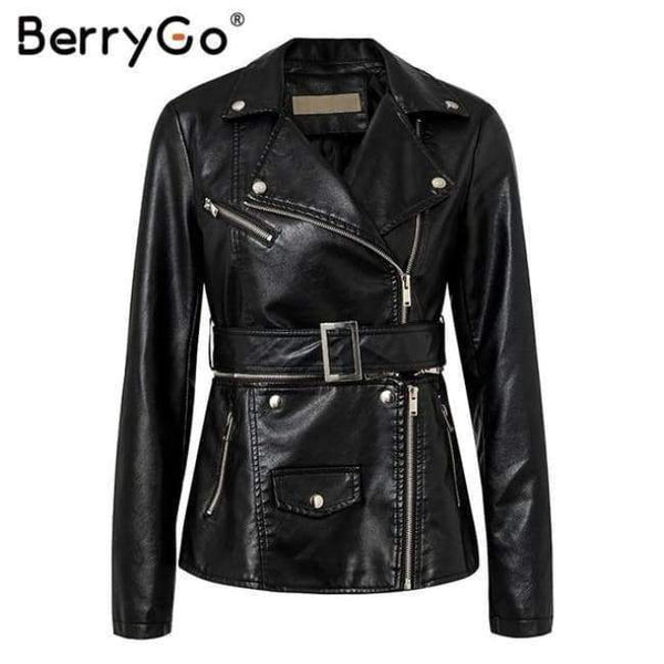 Planet Gates Black / S Wine red moto faux leather jacket women PU zipper belt motorcycle jackets coat 2018 Winter coat punk jacket female