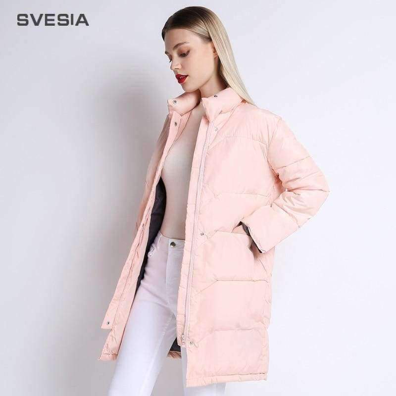 Planet Gates Black / S Winter Jacket Women 2018 Knee Length Pink Coat Camperas Mujer Abrigo Invierno 2018 Female Overcoat Parkas For Women