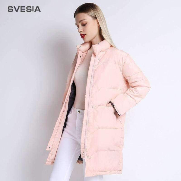 Planet Gates Black / S Winter Jacket Women 2018 Knee Length Pink Coat Camperas Mujer Abrigo Invierno 2018 Female Overcoat Parkas For Women