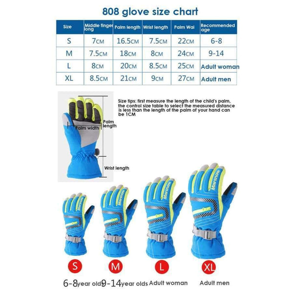 Planet Gates Black / S Winter Professional Ski Gloves Girls Boys Adult Waterproof Warm Gloves Snow Kids Windproof Skiing Snowboard Gloves
