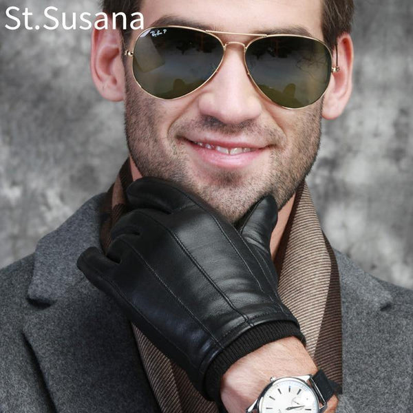 Planet Gates Black  S Winter Warm Gloves Genuine Sheepskin Leather Gloves Male Touch Screen Gloves Mittens Winter Gloves Male