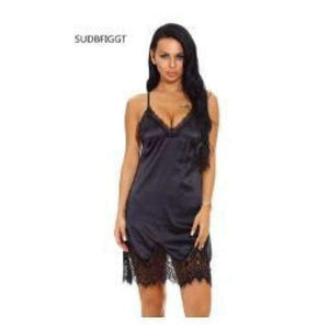 Planet Gates black / S Women Sexy Nightgown Lace Lingerie Sleepwear Deep V-Neck Home Dress femme intimates sexy