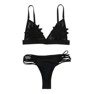 Planet Gates Black / S Women swimwear Flower hollow out swimwear women Eye-catching sexy swimwear women bikini Pregnant woman swimsuit JL 10