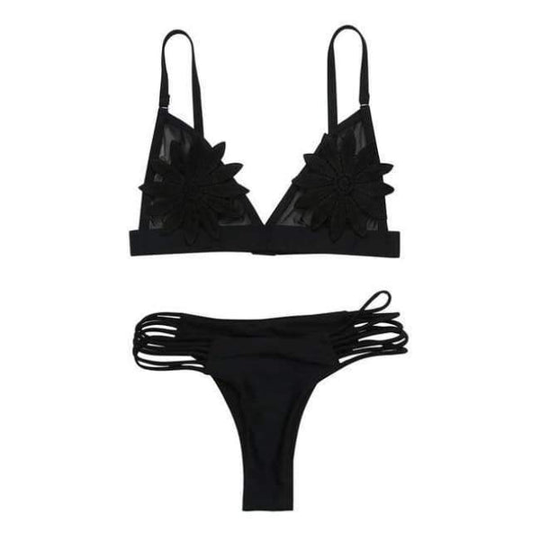 Planet Gates Black / S Women swimwear Flower hollow out swimwear women Eye-catching sexy swimwear women bikini Pregnant woman swimsuit JL 10