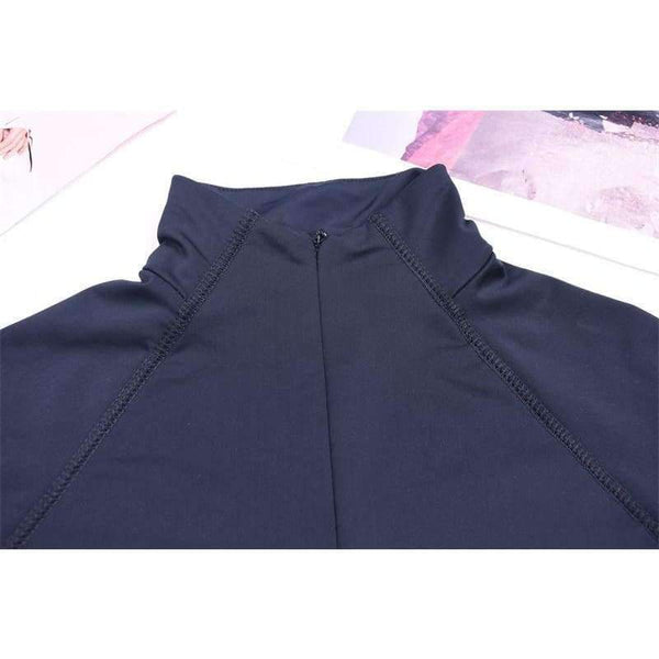 Planet Gates Black / S Zipper high neck long sleeve crop top tshirt high waist short leggings women sexy 2 piece set 2018 autumn winter