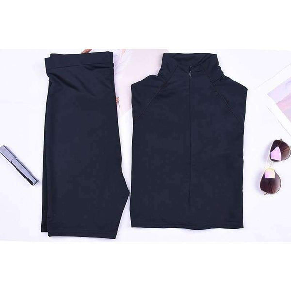 Planet Gates Black / S Zipper high neck long sleeve crop top tshirt high waist short leggings women sexy 2 piece set 2018 autumn winter