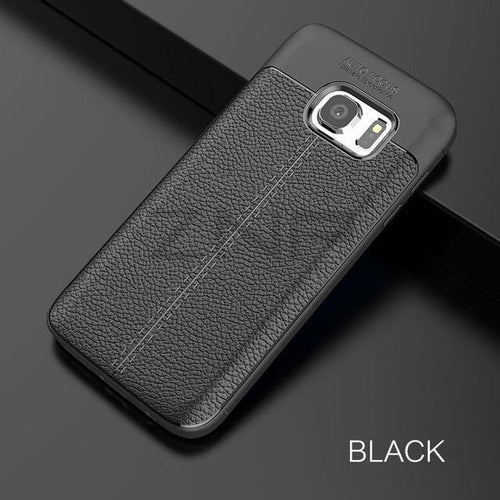 Planet Gates Black / S6 ZNP Luxury Silicone Litchi Leather Carbon Fiber Cover Case For Samsung Galaxy S6 S7 Edge A8 A3 A5 A7 J5 J7 2016 2017 Phone Case