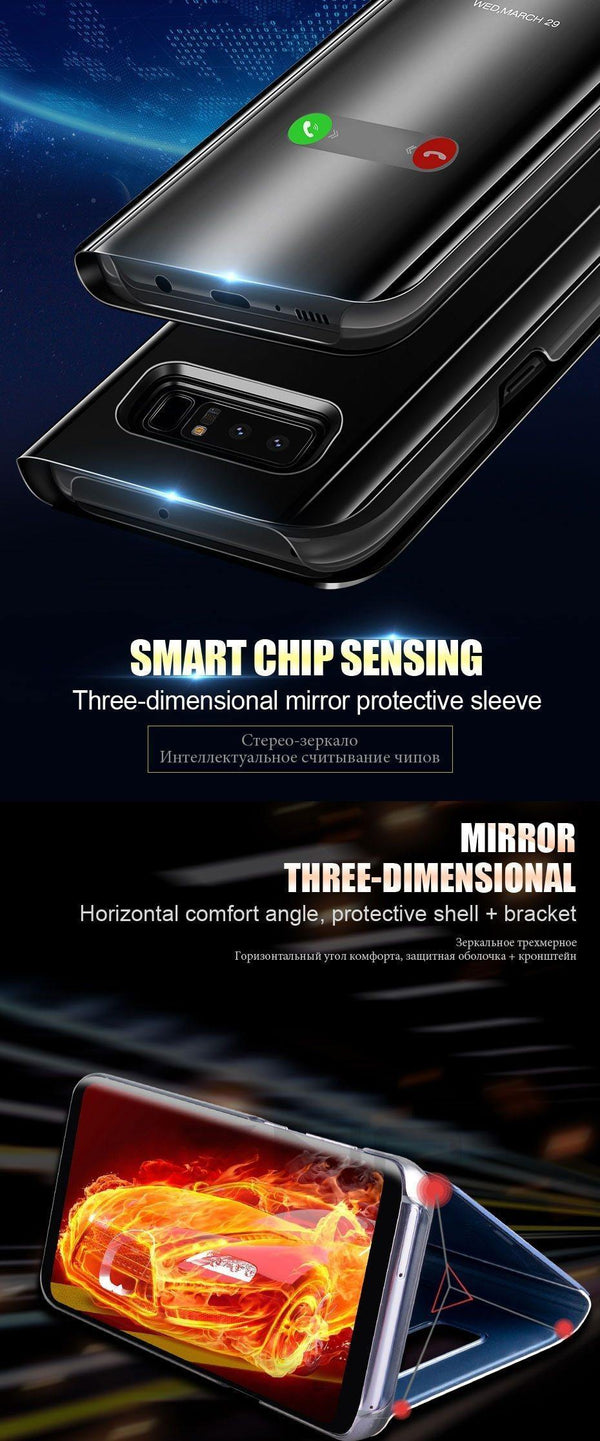 Planet Gates Black / S7 ZNP Clear View Smart Mirror Flip Case For Samsung Galaxy S9 S8 Plus S7 S6 Edge Phone Cover For Samsung Note 8 A3 A5 A7 A8 Case