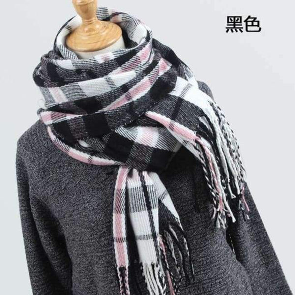 Planet Gates black Scarf 2018 Pashmina Scarf Women Tassels Scarves Wraps Autumn Winter Blanket Shawls plaid scarves YR004