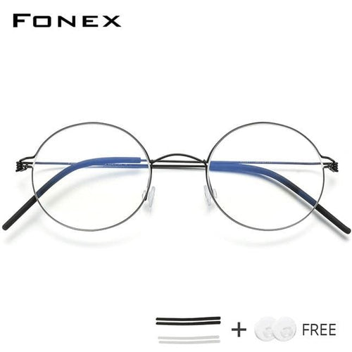 Planet Gates Black Screwless Eyewear Prescription Eyeglasses Frame Women Round Myopia Optical Denmark Korean Glasses Frame Men Titanium 98607