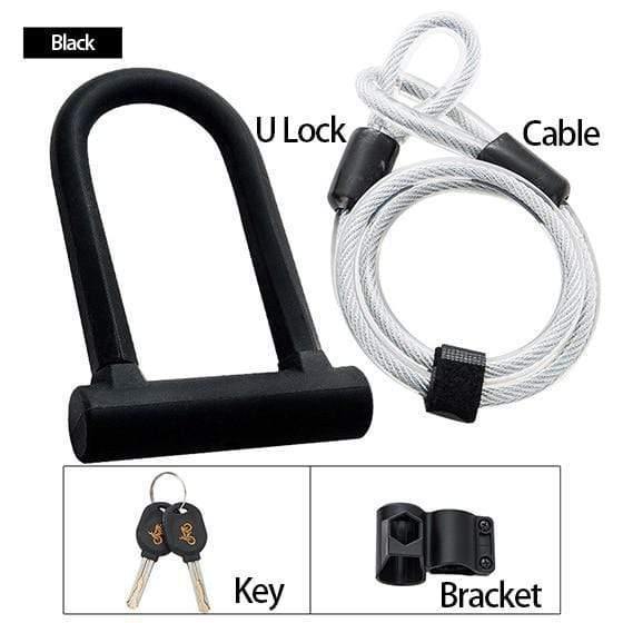 Planet Gates Black Set Bicycle U Lock Anti-theft MTB Road Mountain Bike Lock Bicycle Accessories U-Locks Cycling Steel Security Bike Locks